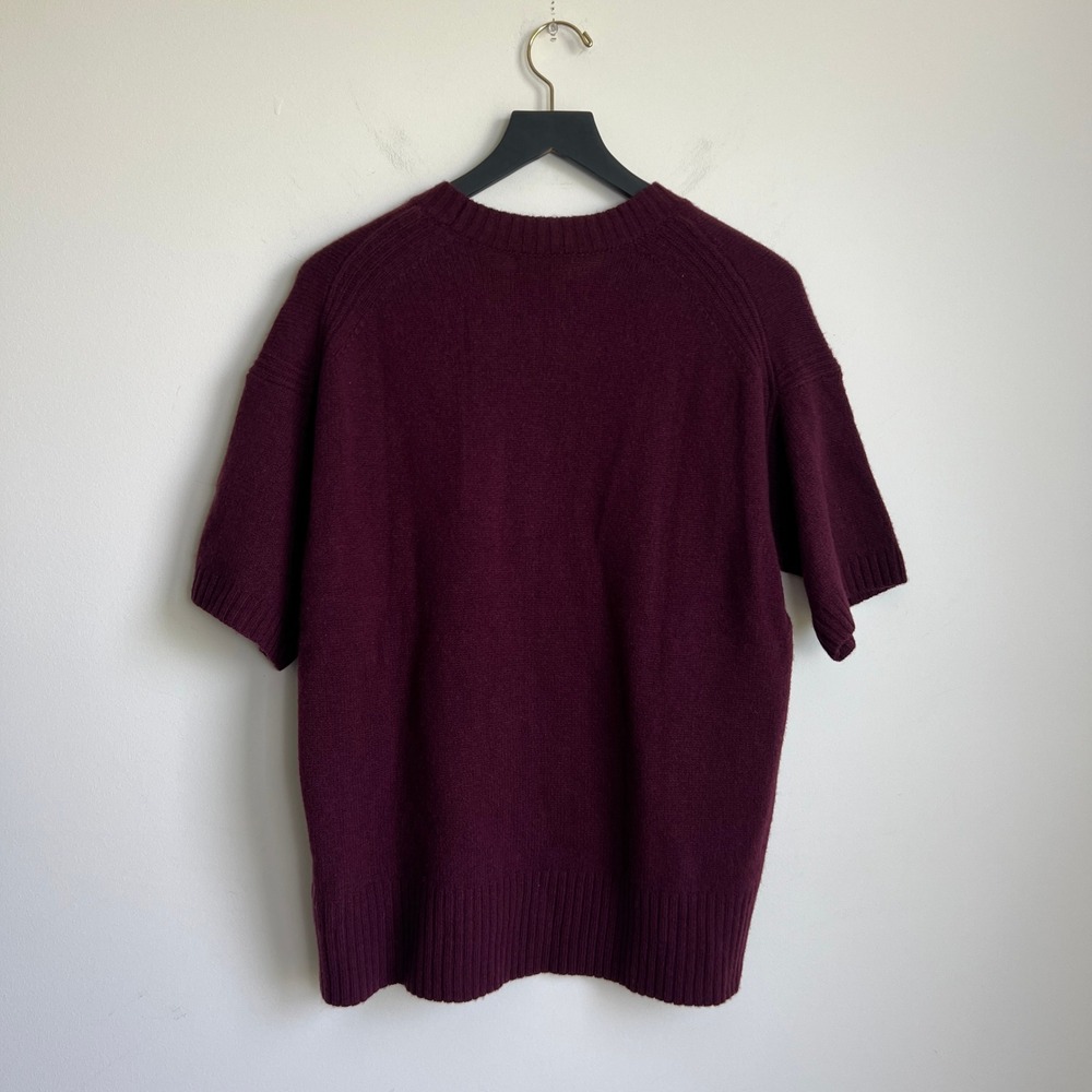 J.Crew Womens Oversized XS Lambswool Short Sleeve Crewneck Sweater Burgundy - Picture 3 of 10